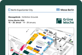 You can see a map of the fairgrounds with the halls marked that will be occupied during Grüne Woche.