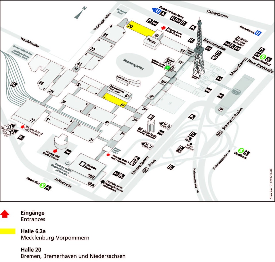 On this plan, the halls of the category 'The taste of Germany - North edition' are marked, hall 6.2a and hall 20.