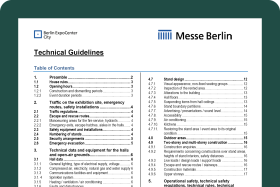 Cover sheet of the technical guidelines of Messe Berlin.